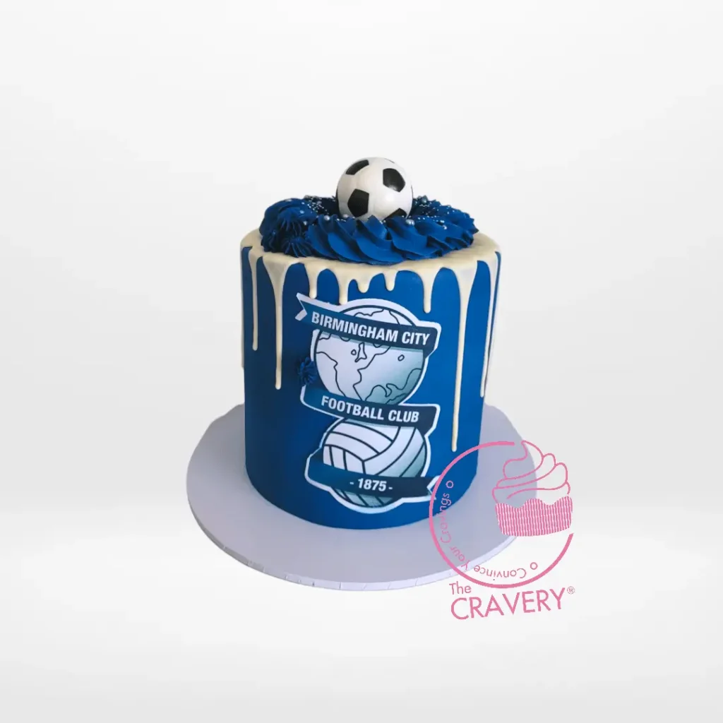 Birmingham Cake from Cravery Cake Shop Birmingham. A delicious tribute to the city and Birmingham City Football Club.